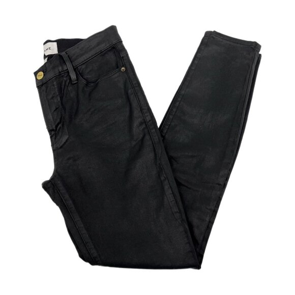 Frame Denim Black Coated Skinny Jeans | Size 25 - Picture 1 of 9